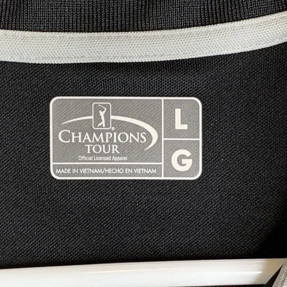 Champions Tour Polo Golf Shirt Mens Large Black with Diamond Design Short Sleeve - Picture 9 of 13